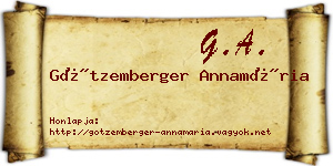 Götzemberger Annamária névjegykártya